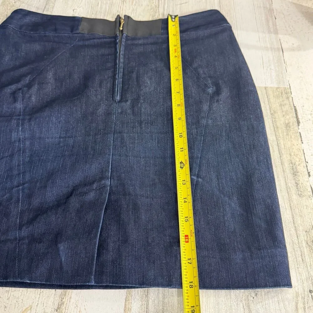 Anthropologie Leifsdottir Mini Blue Denim Pencil Skirt 100% Silk Lining Size 6